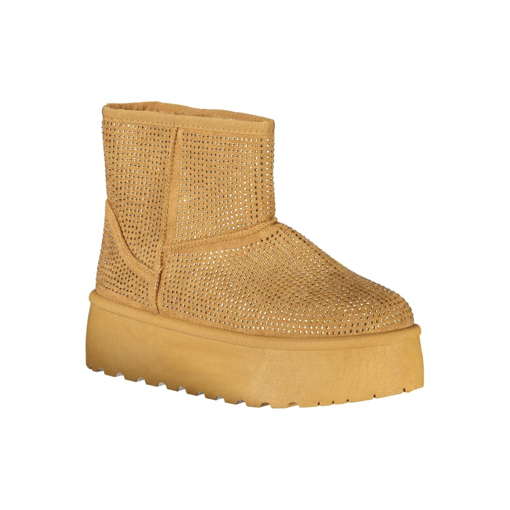 Brown Polyester Women Boot