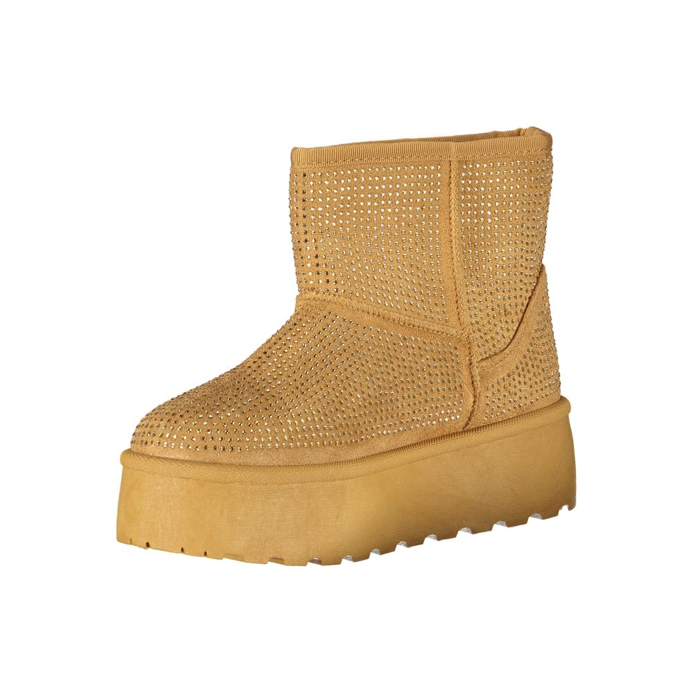 Brown Polyester Women Boot