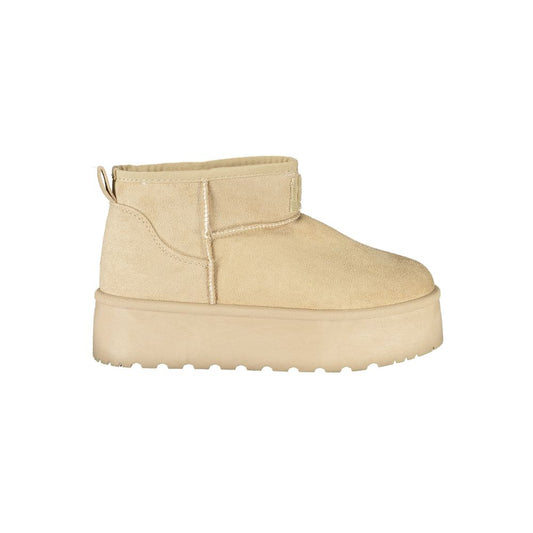 Beige Polyester Women Boot
