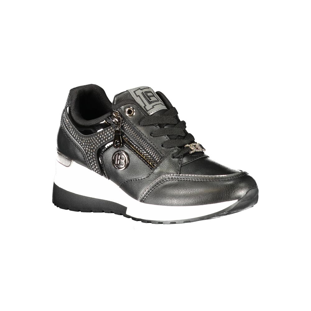 Black Polyester Women Sneaker
