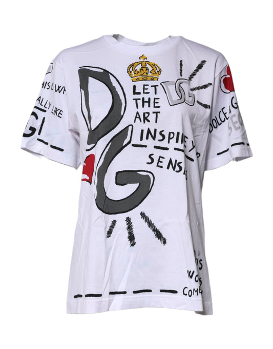 White Graphic Crew Neck Short Sleeves T-shirt