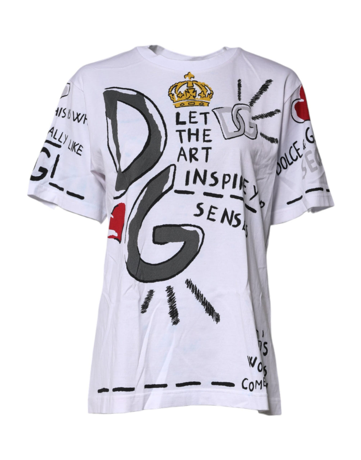 White Graphic Crew Neck Short Sleeves T-shirt