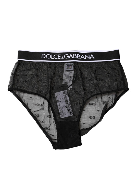Black Lace Nylon High Waist Panty Underwear