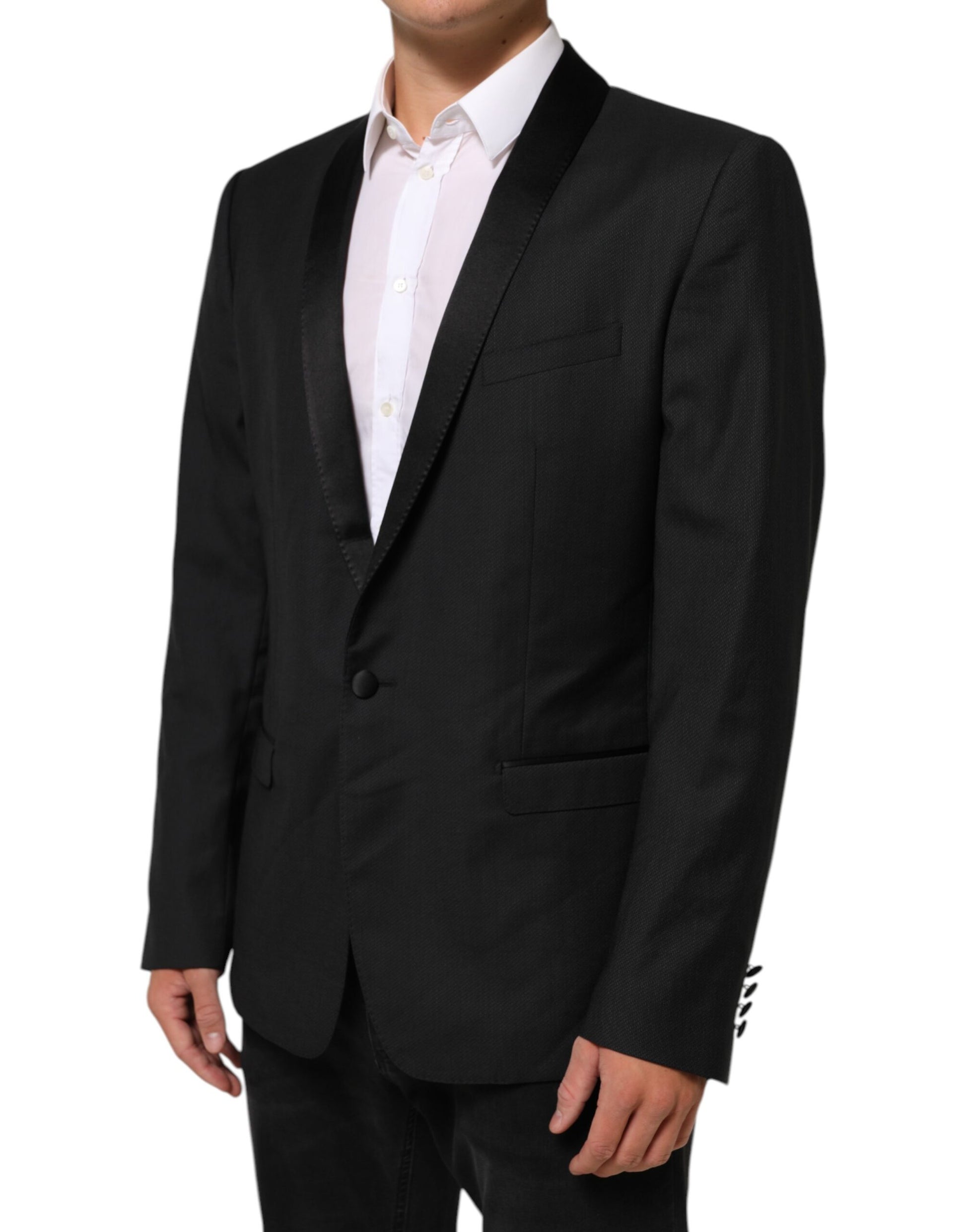 Black Wool GOLD 1 Button Suit Coat Blazer