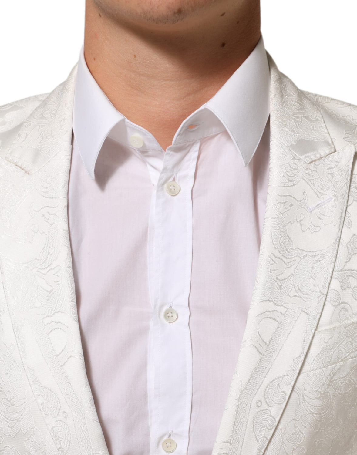 White Brocade 2 Piece MARTINI Formal Suit