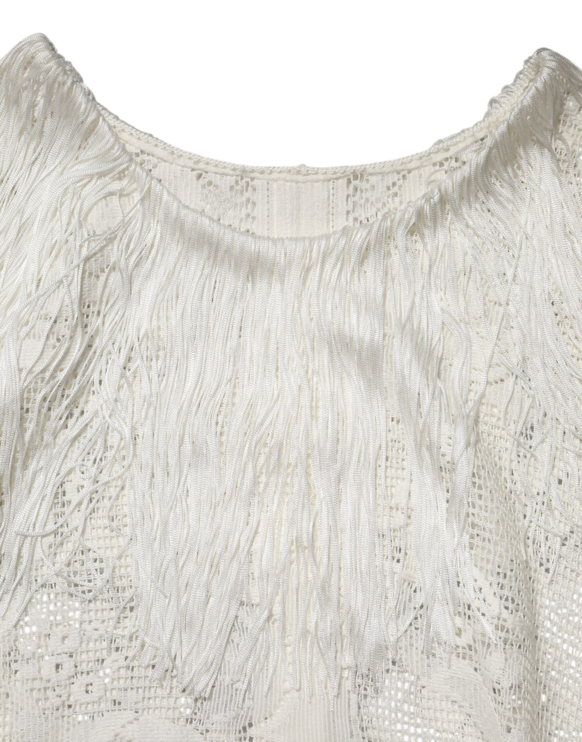 White Floral Lace Fringe Knee Length Dress