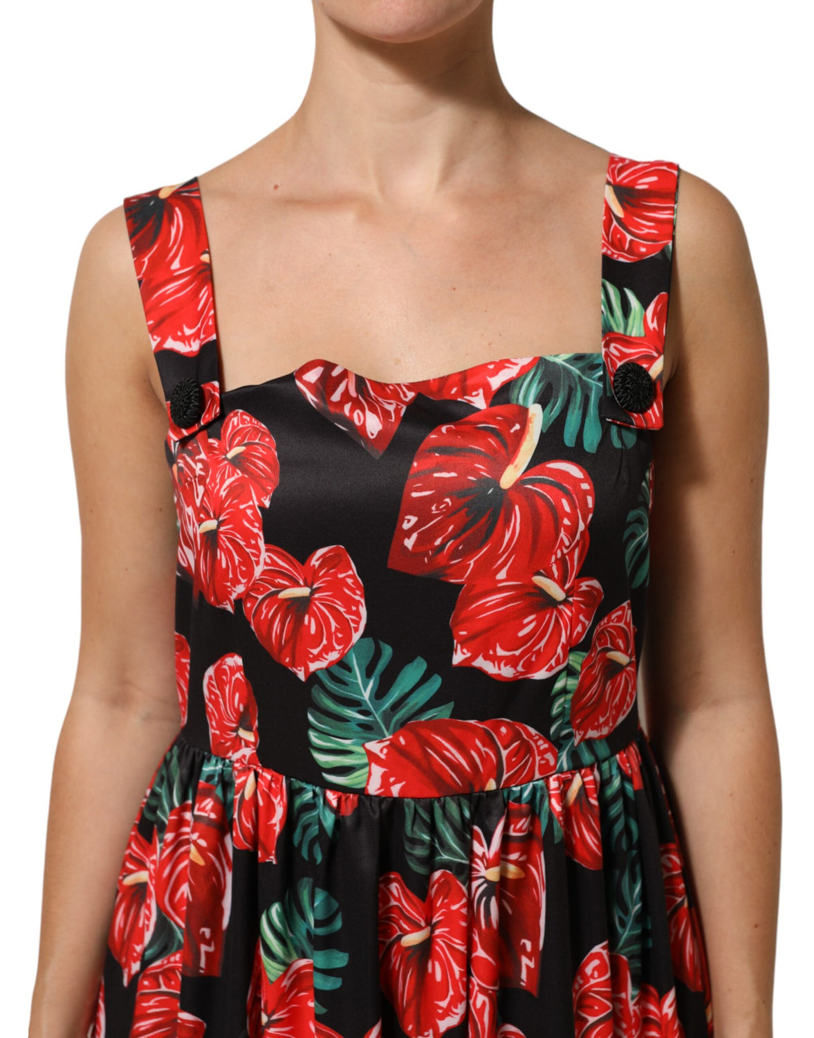 Multicolor Floral Cotton Poplin Midi Dress