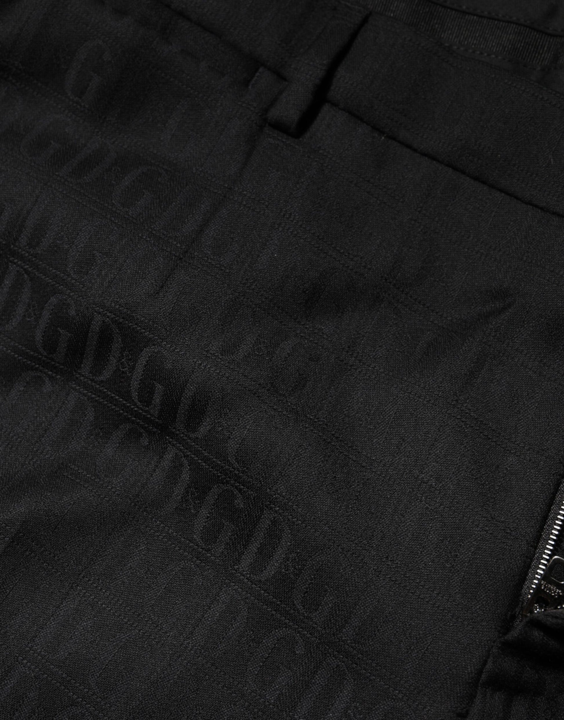 Black Wool Mid Waist Dress Men Trouser Pants