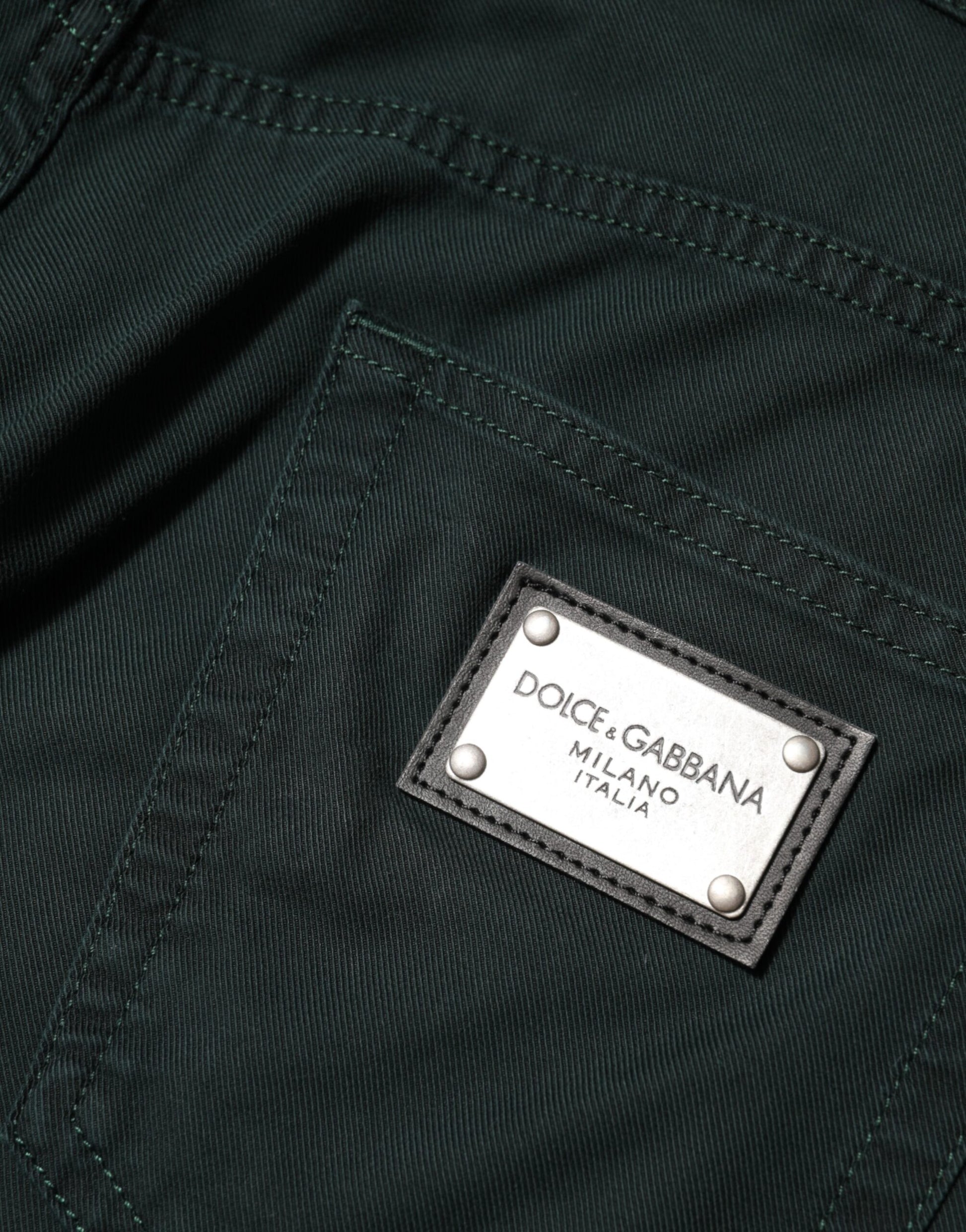 Green Cotton Stretch Men Loose Denim Jeans