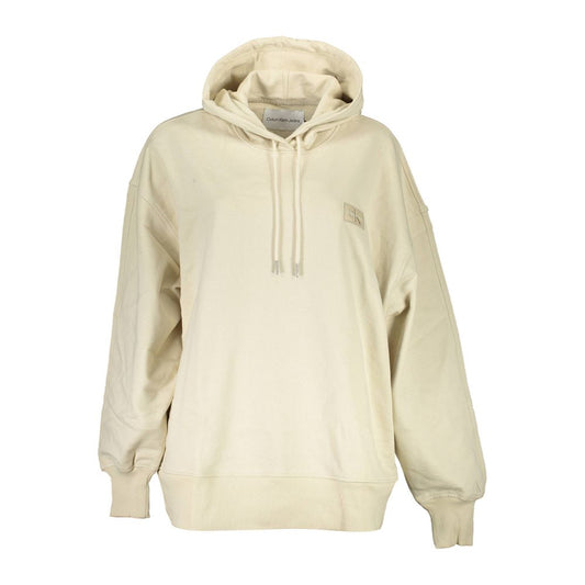 Beige Cotton Women Hoodie