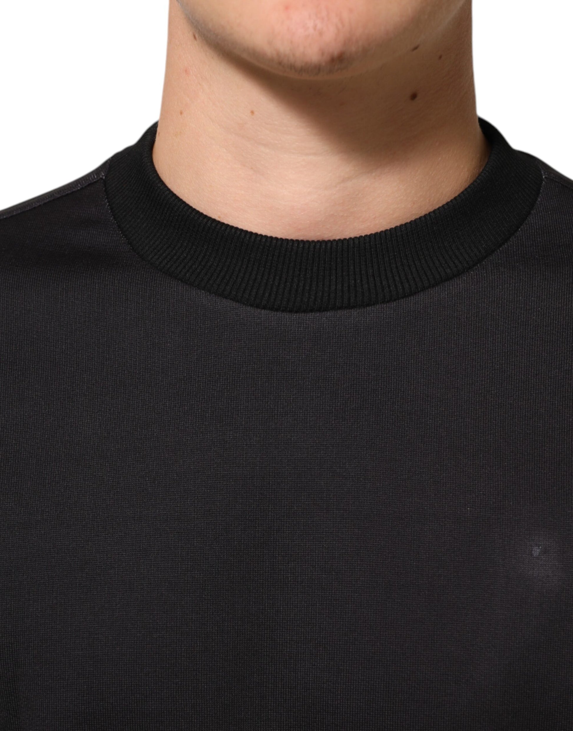 Black Logo Crew Neck Men Sweatshirt Sweater
