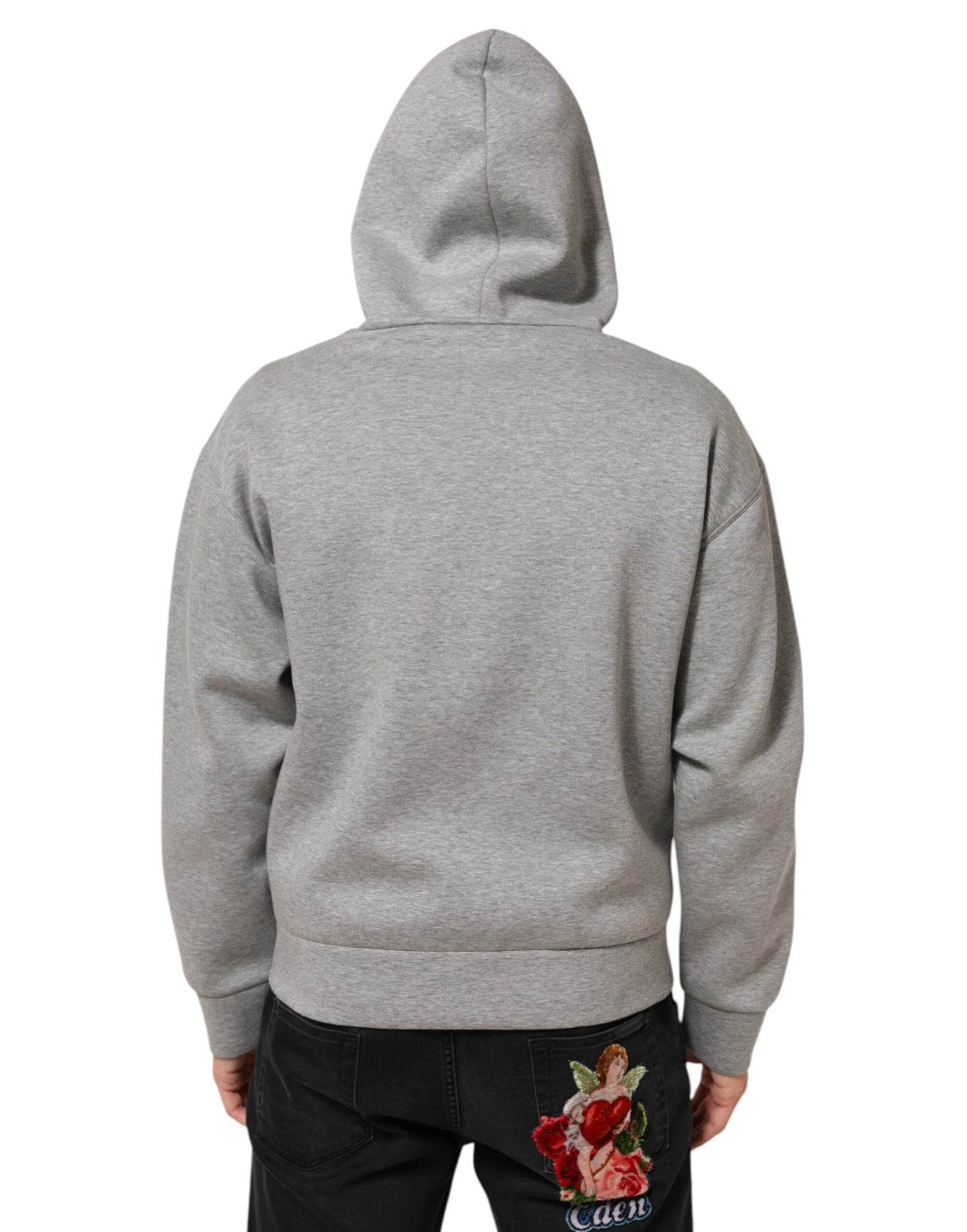 Gray Logo Cotton Hooded Sweatshirt Sweater