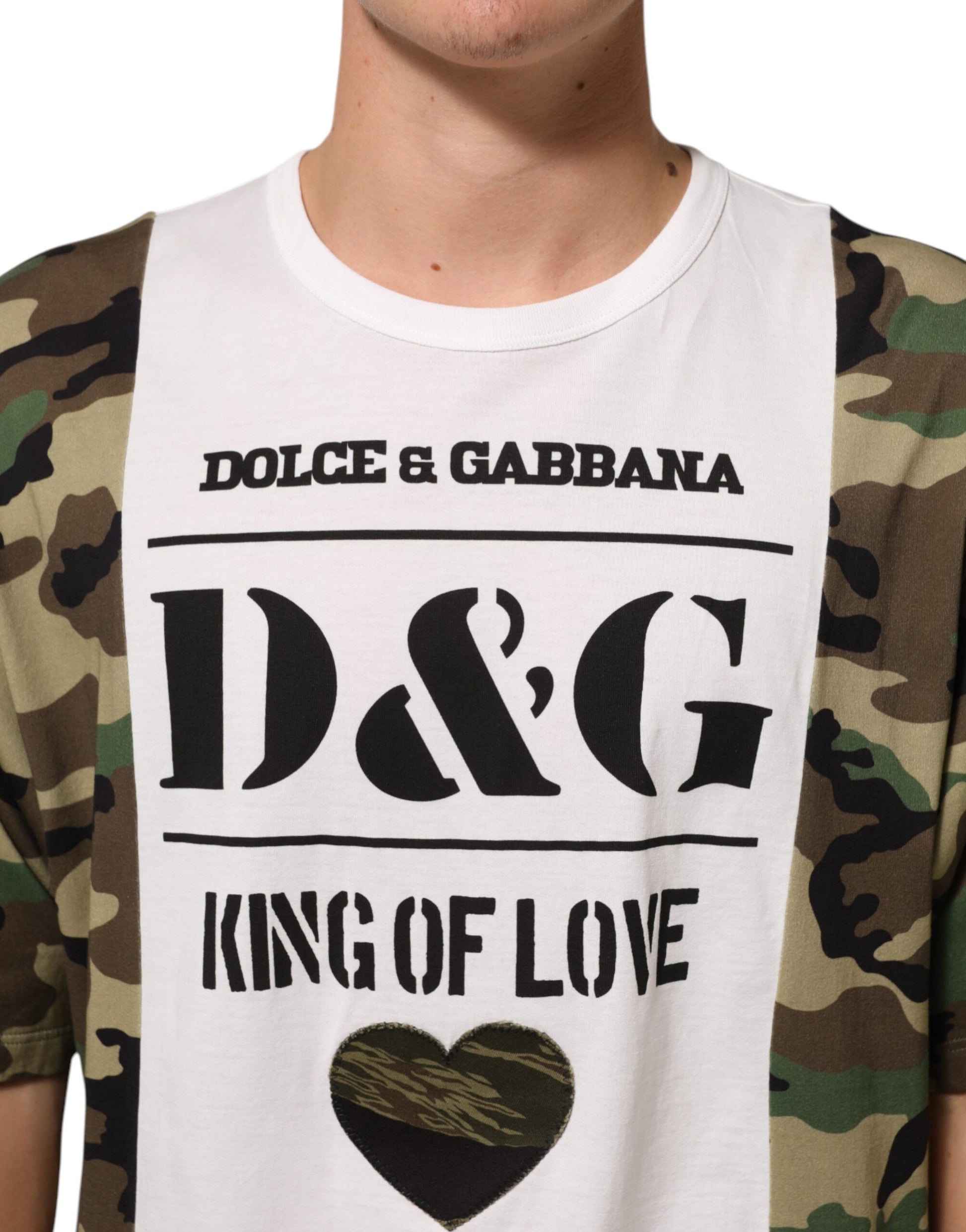 White Logo Camouflage Crew Neck Men T-shirt