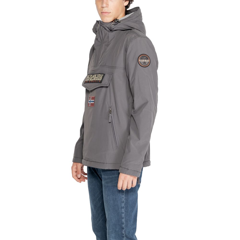 Gray Polyester Jackets & Coat