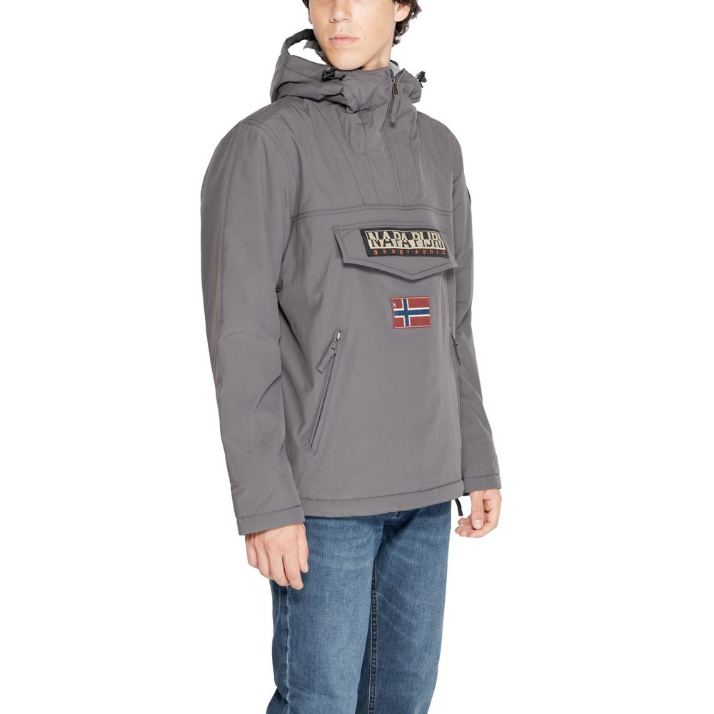 Gray Polyester Jackets & Coat