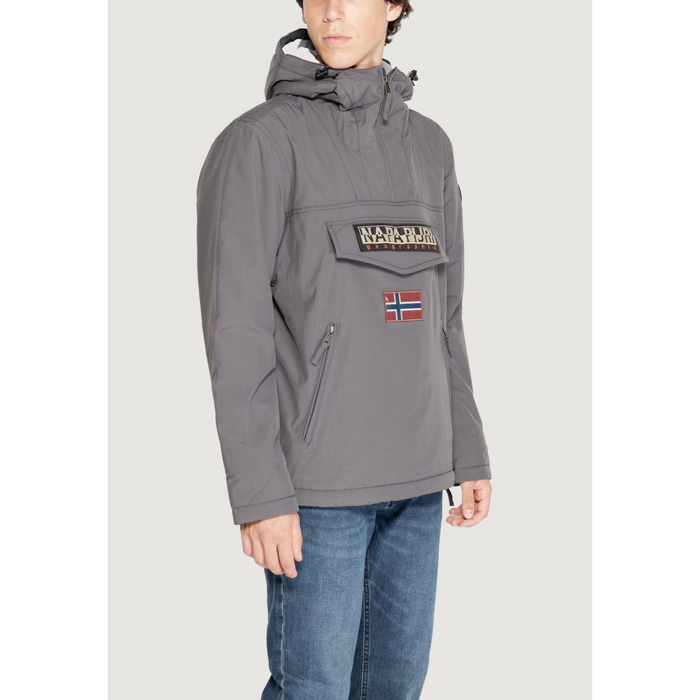 Gray Polyester Jackets & Coat