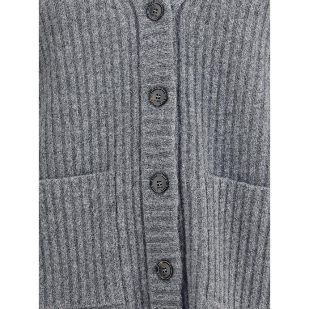 Ribbed Knit Wool Cardigan