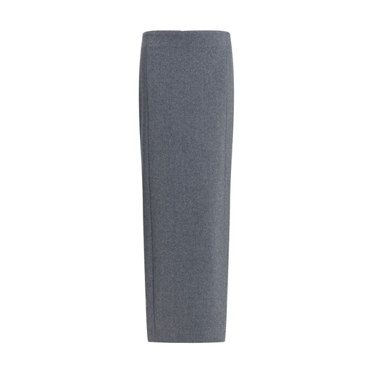 Gray Fleece Wool Long Skirt