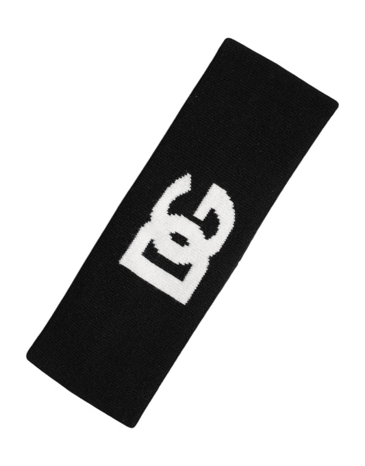Black White Cashmere Headband DG Logo One Size Hat