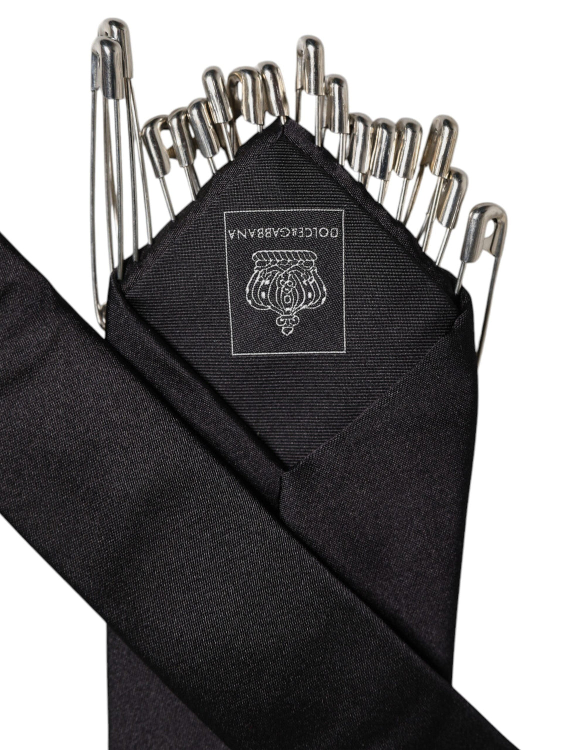 Black Safety Pins Silk Adjustable Necktie Accessory Tie