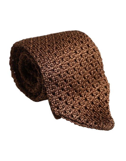 Brown 100% Silk Adjustable Necktie Men Accessory Tie