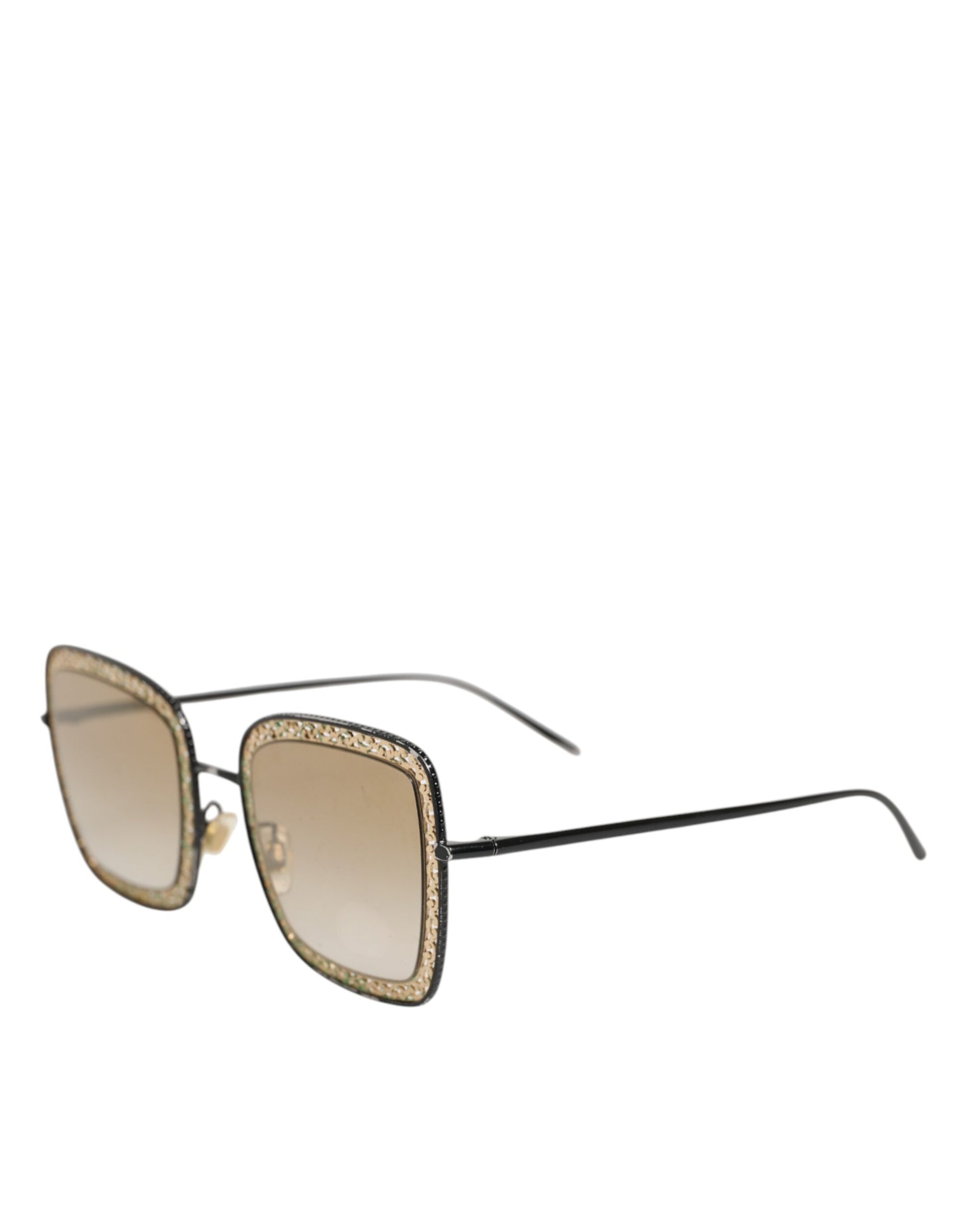 DG2225 Black Gold Lace Frame Brown Gradient Sunglasses