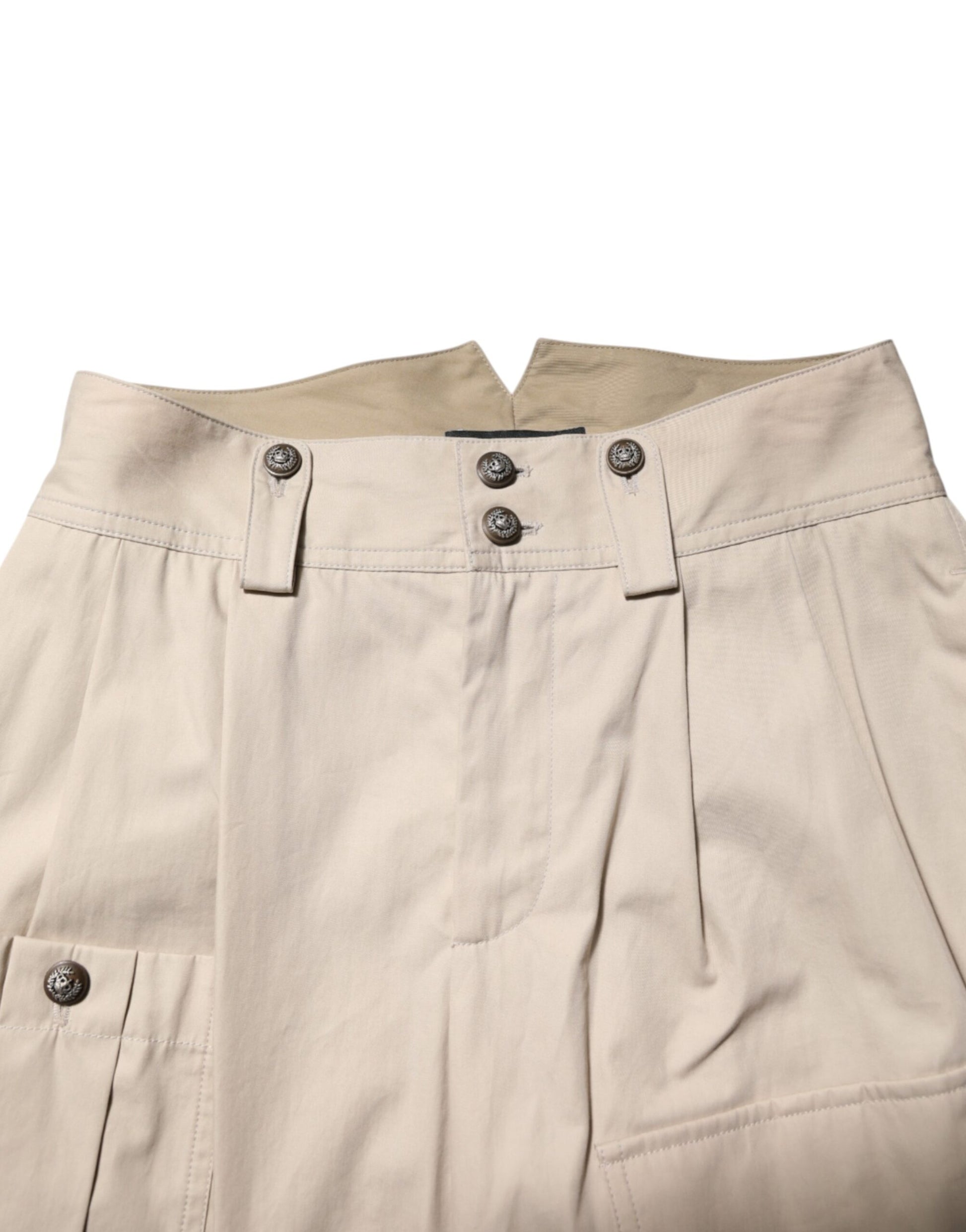 Beige Cotton Tapered Cargo Men Trouser Pants