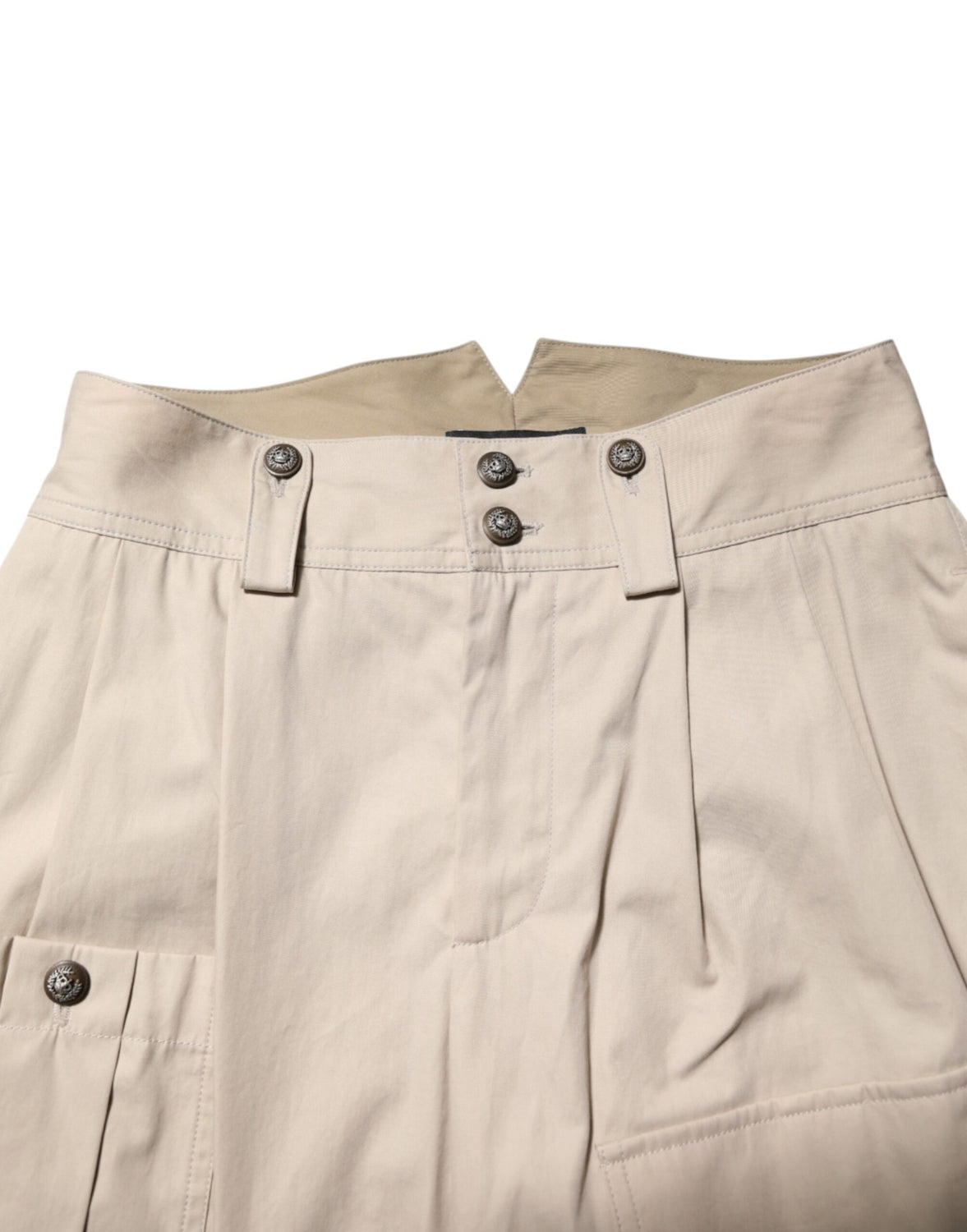 Beige Cotton Tapered Cargo Men Trouser Pants