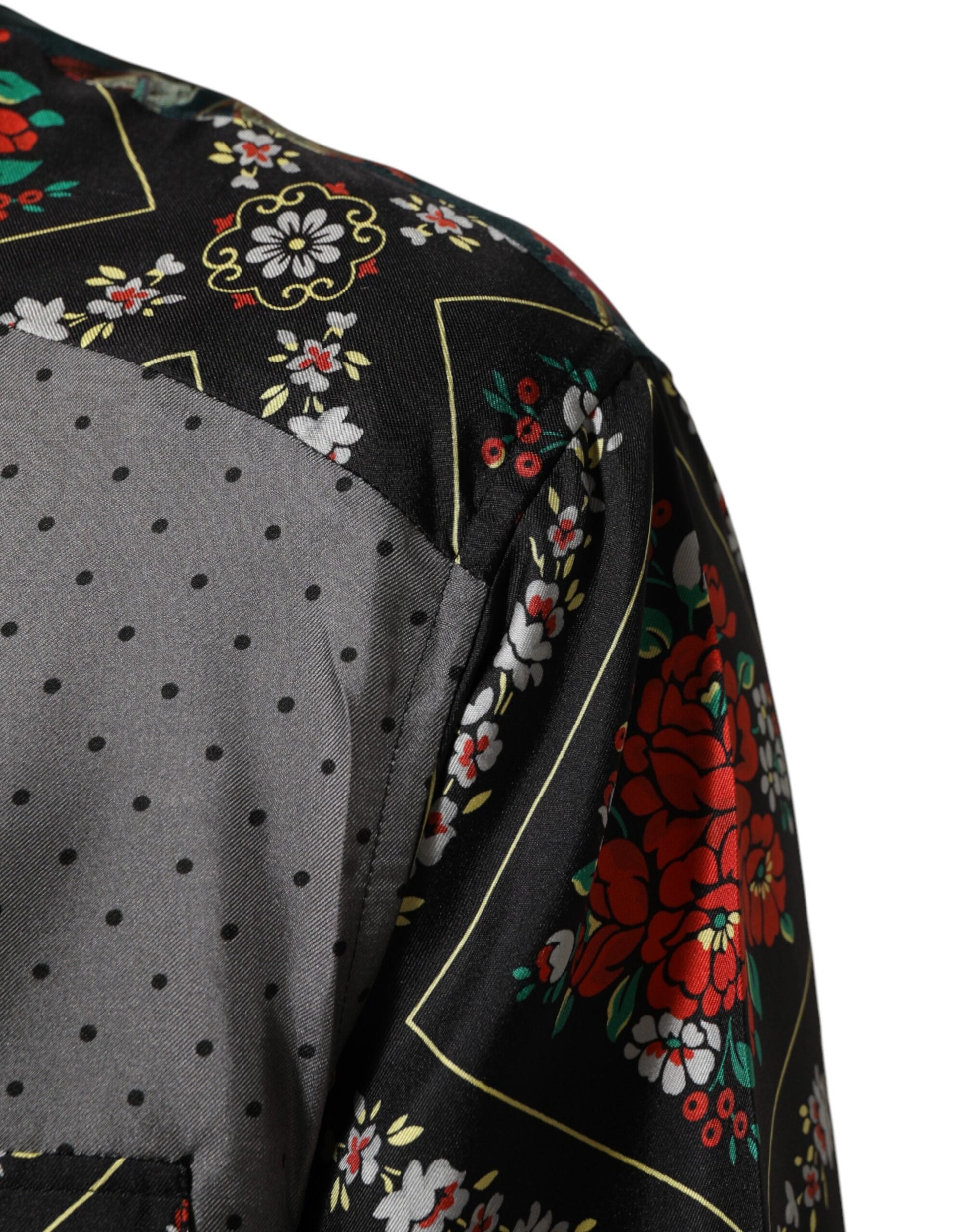 Multicolor Patchwork Long Sleeves Silk Shirt