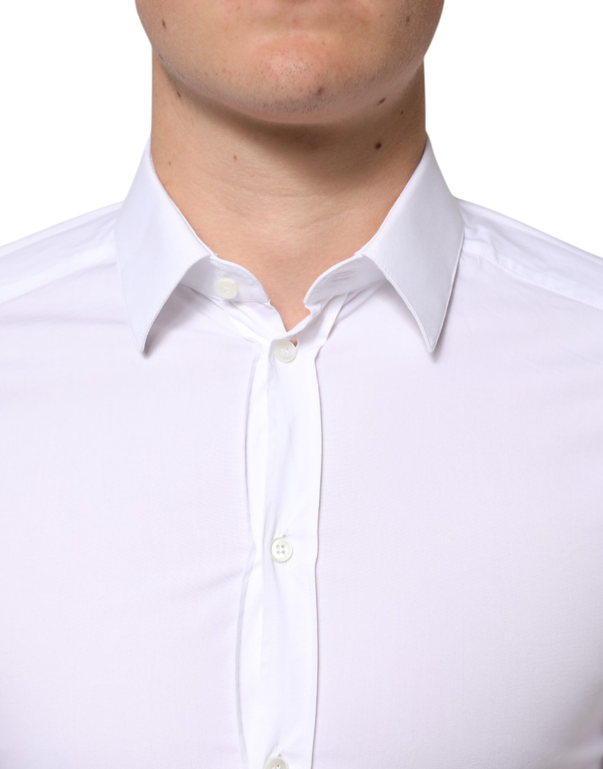 White Cotton GOLD Formal Men Dress Shirt