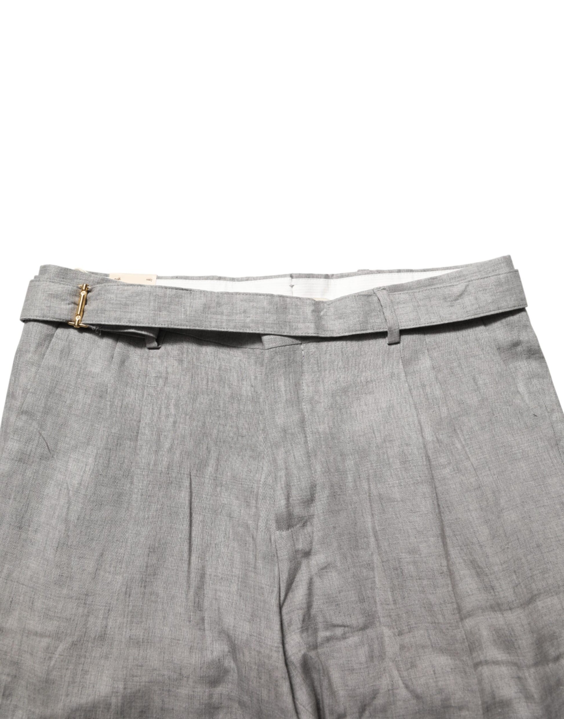 Gray Mid Waist Dress Formal Skinny Men Pants