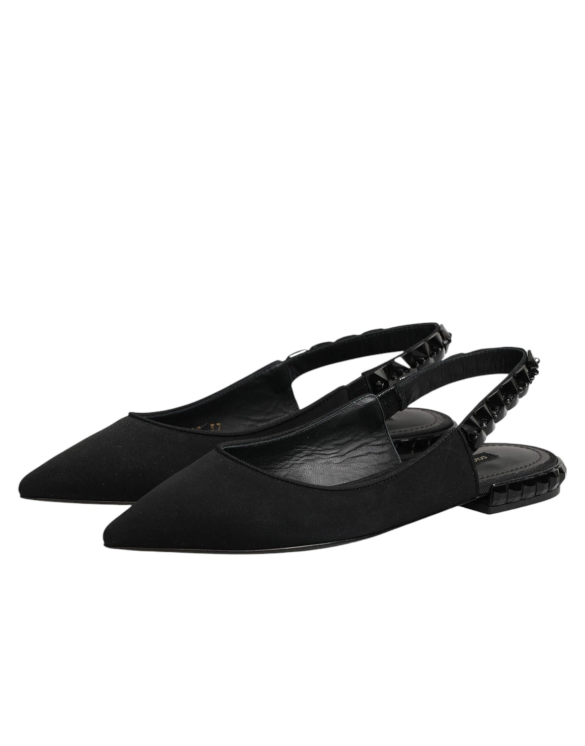 Black Crystal Charmeuse Slingback Shoes