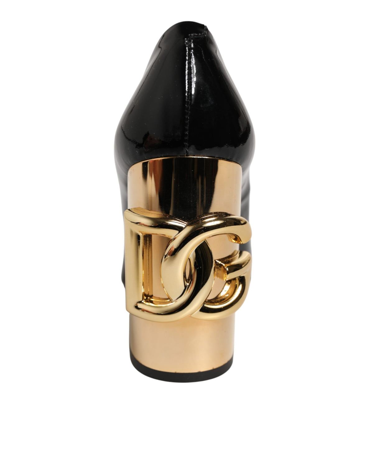 Black Gold Patent Leather Logo Heels Pumps Shoes