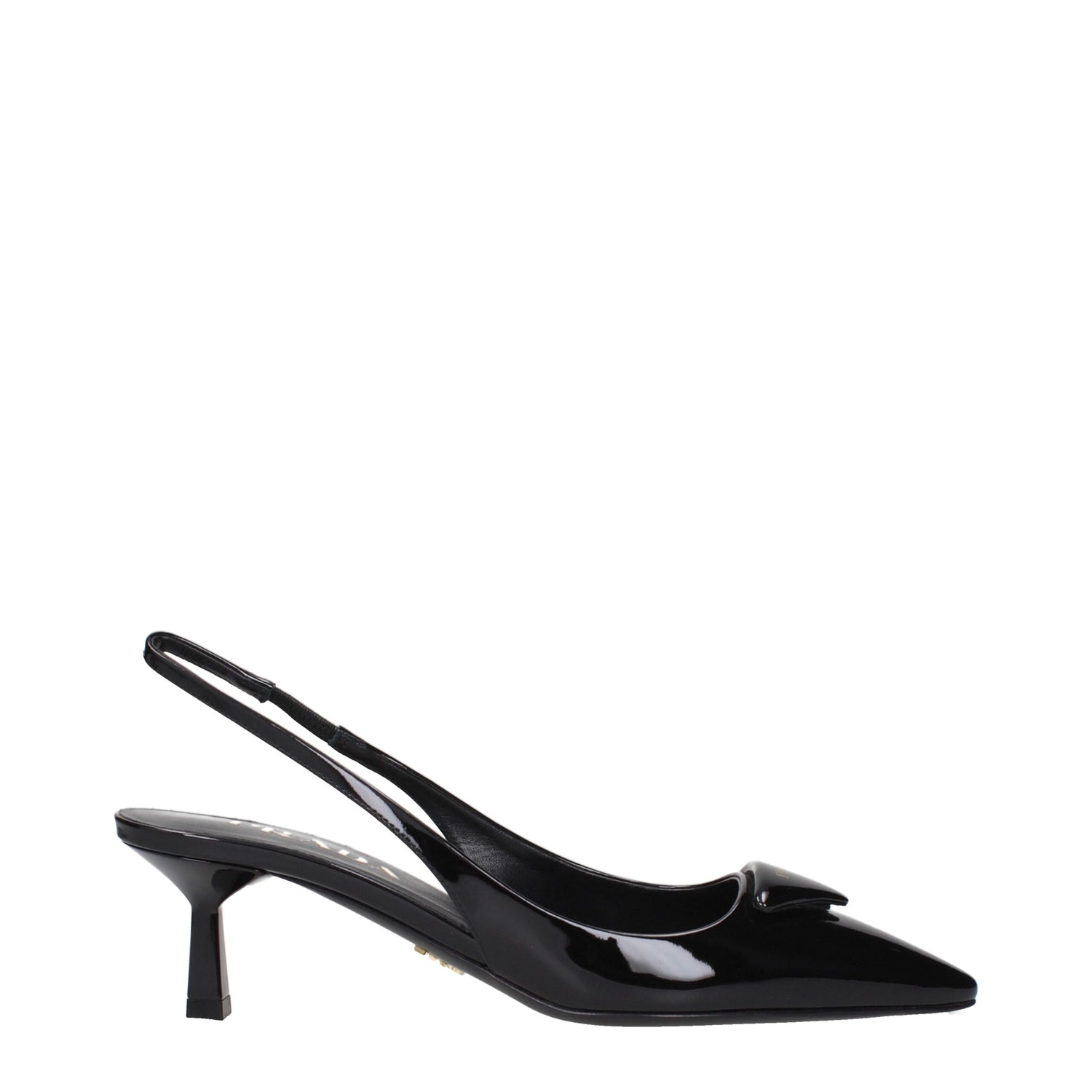 Black Leather Mid Heel Pumps