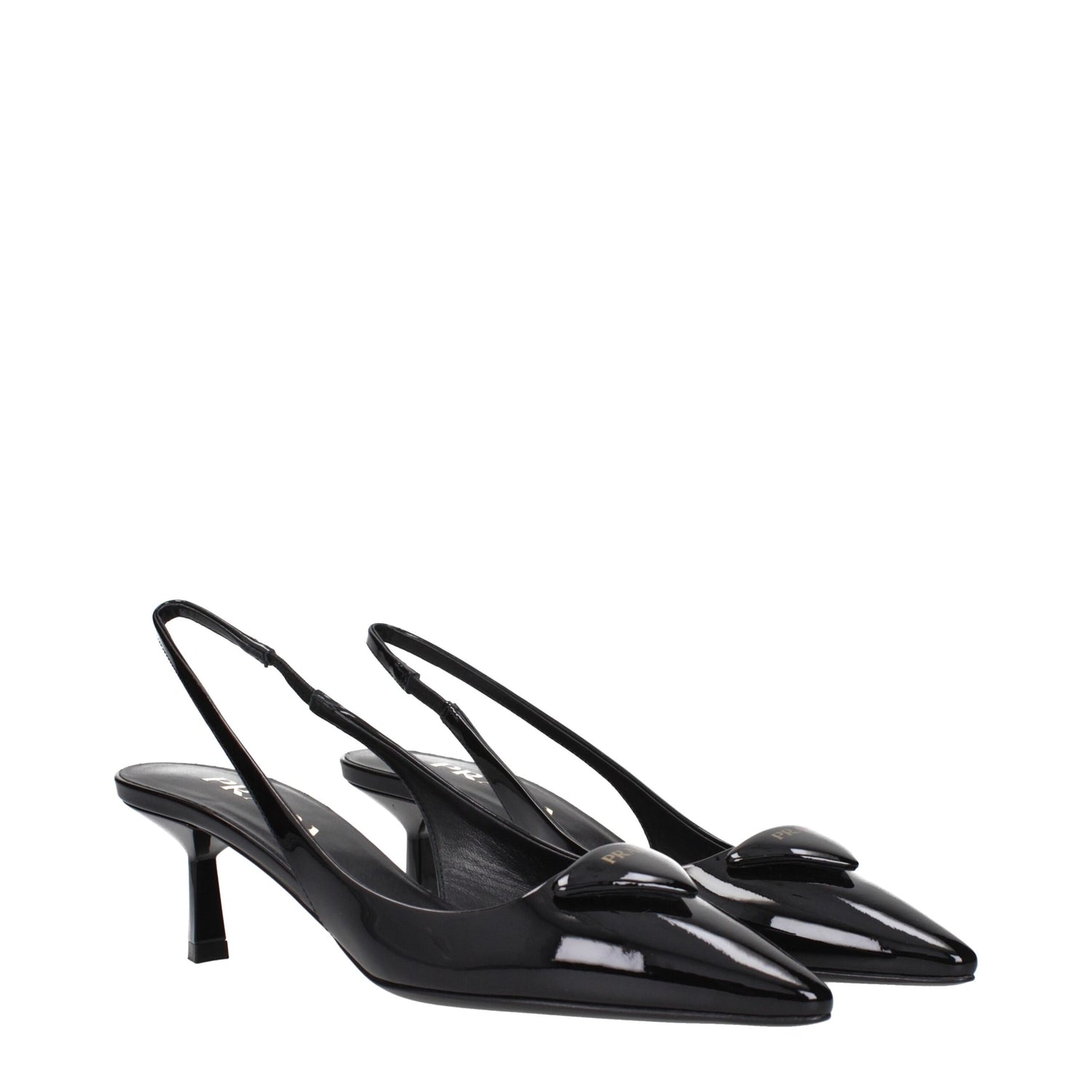Black Leather Mid Heel Pumps