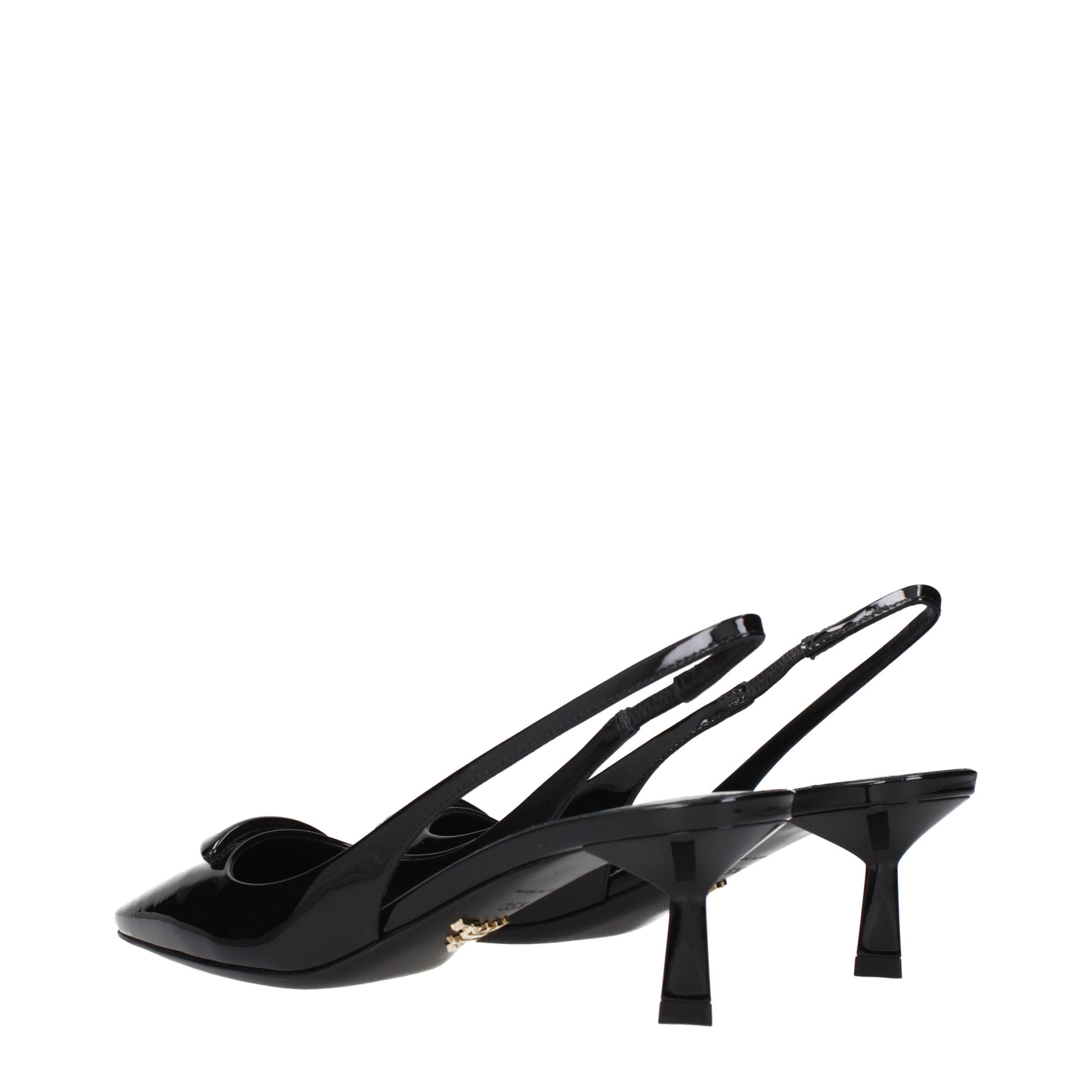 Black Leather Mid Heel Pumps