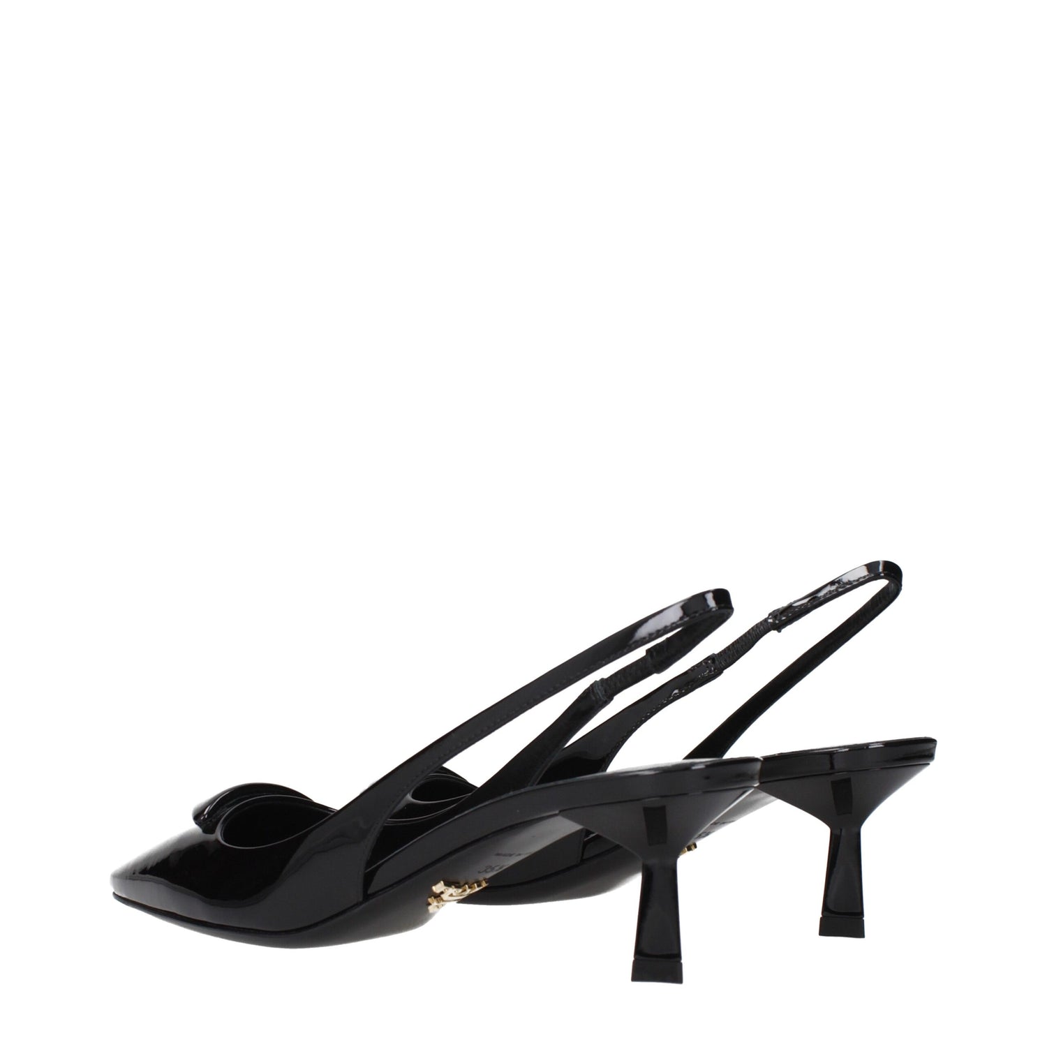 Black Leather Mid Heel Pumps