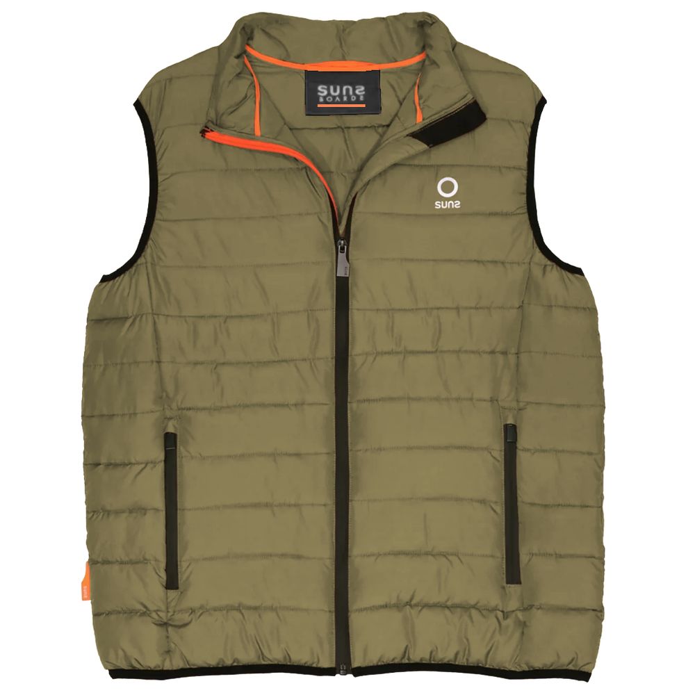 Green Polyester Sleveless Jacket