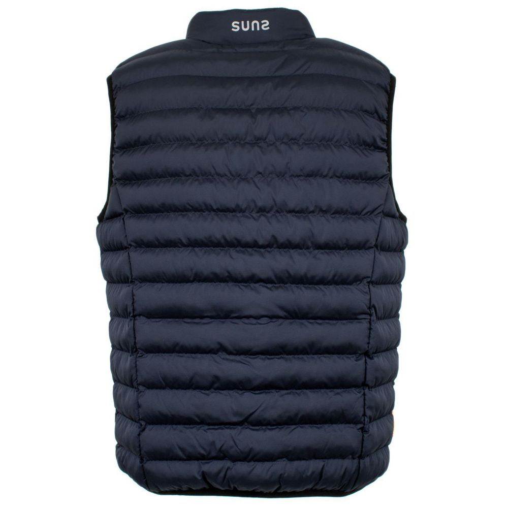 Blue Polyester Sleveless Jacket
