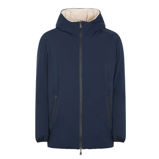 Blue Polyester Men's Reversible Jacket