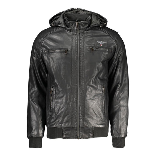 Black Polyester Jackets & Coat