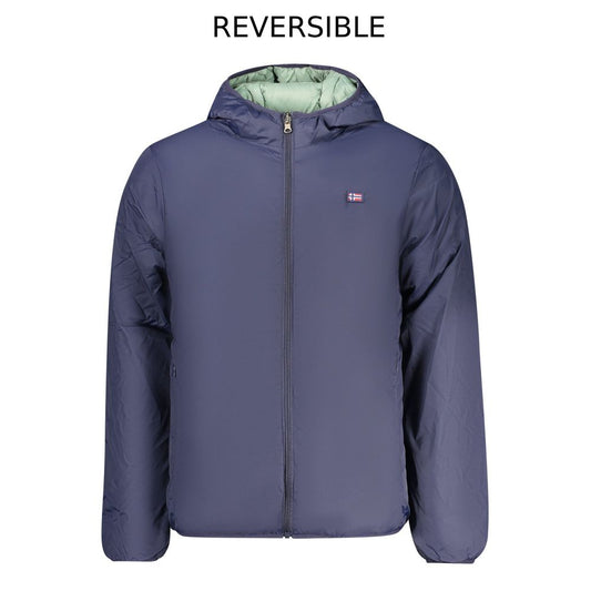 Blue Polyester Men Jacket