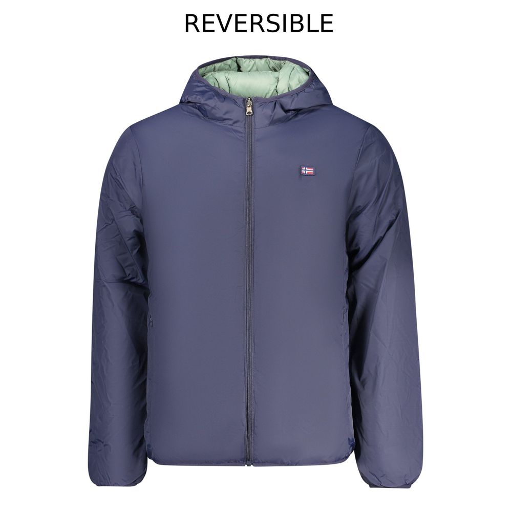 Blue Polyester Men Jacket