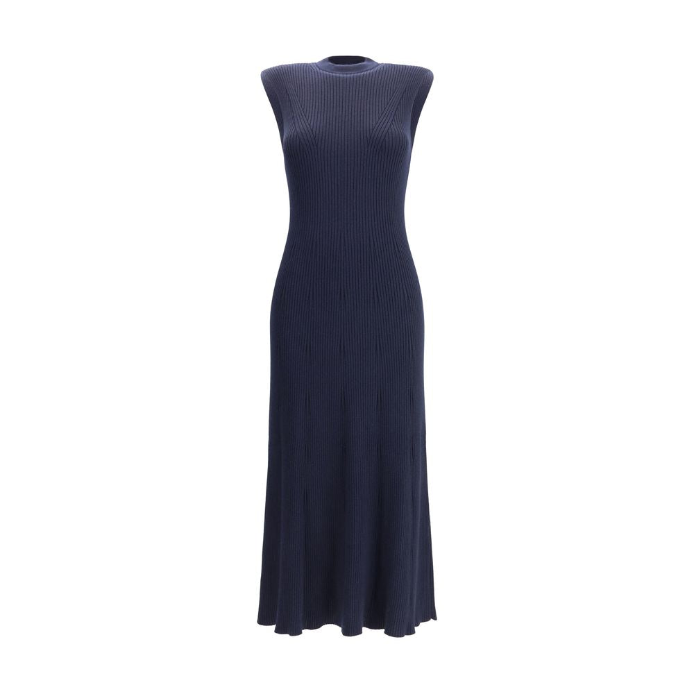 Ribbed Cashmere Silk Sleeveless Long Dress
