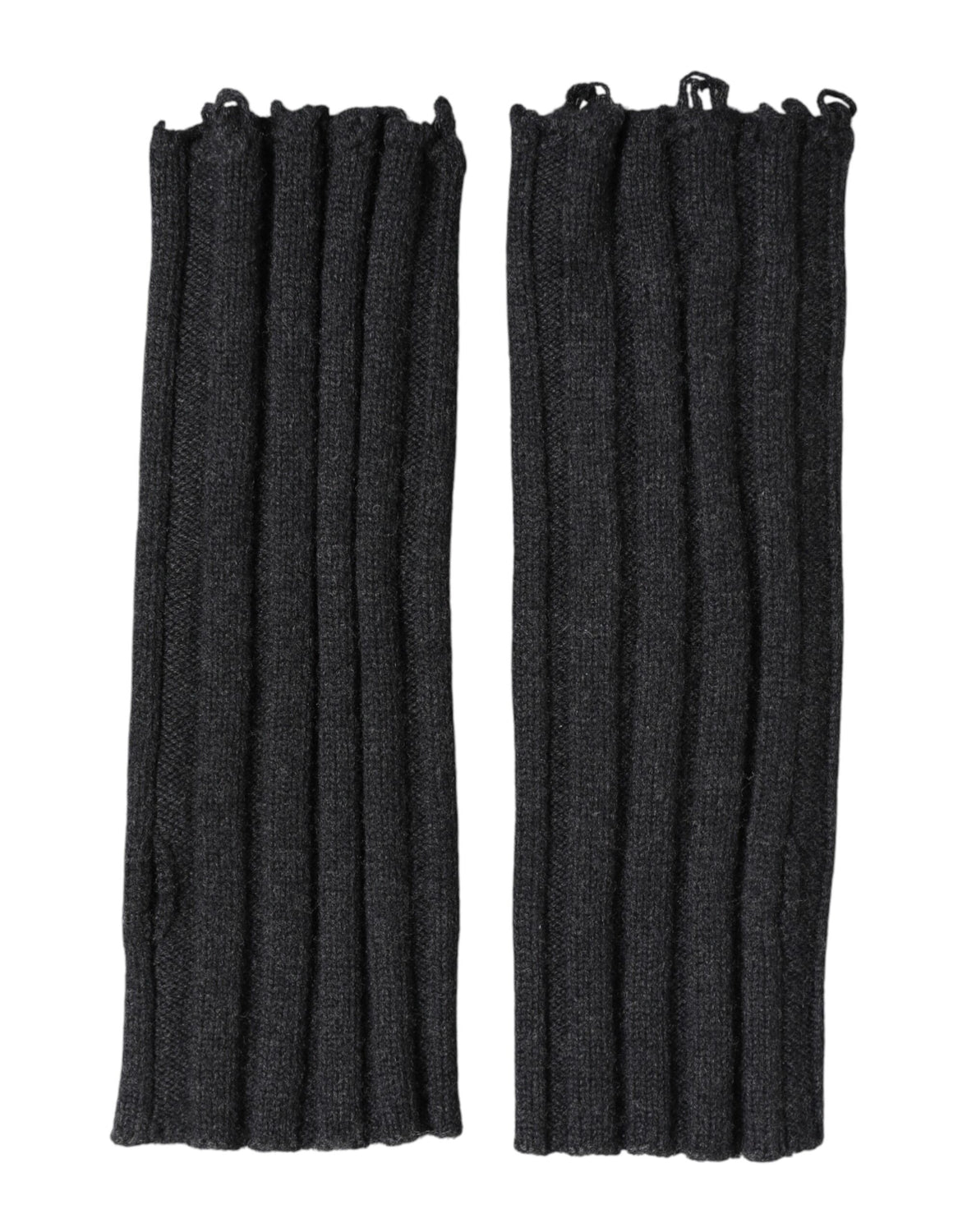 Black Virgin Wool Knitted Fingerless Gloves