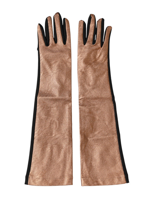 Brown Black Wool Elbow Length Mitten Men Gloves