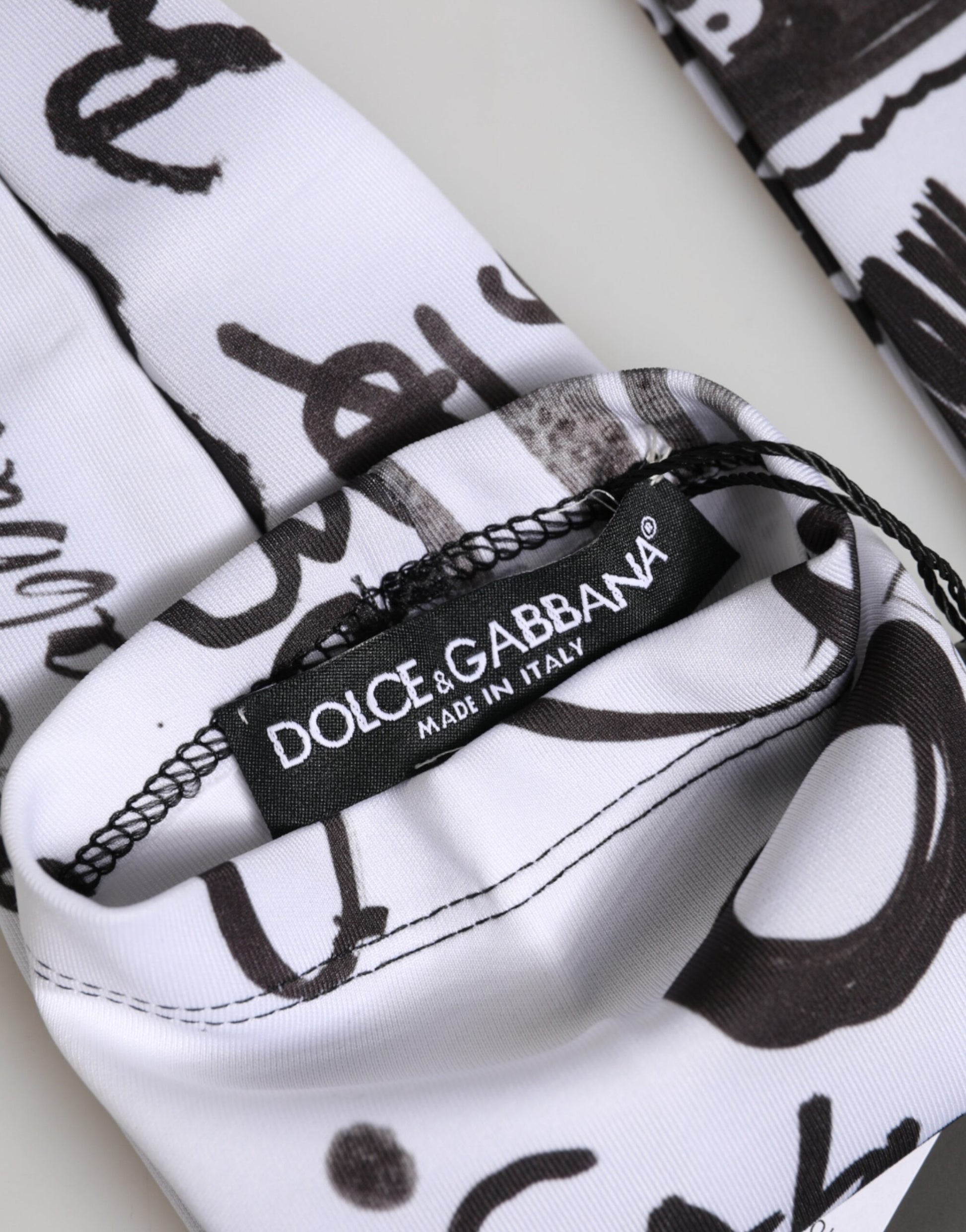 Black White DG Logo Elbow Length Mitten Gloves