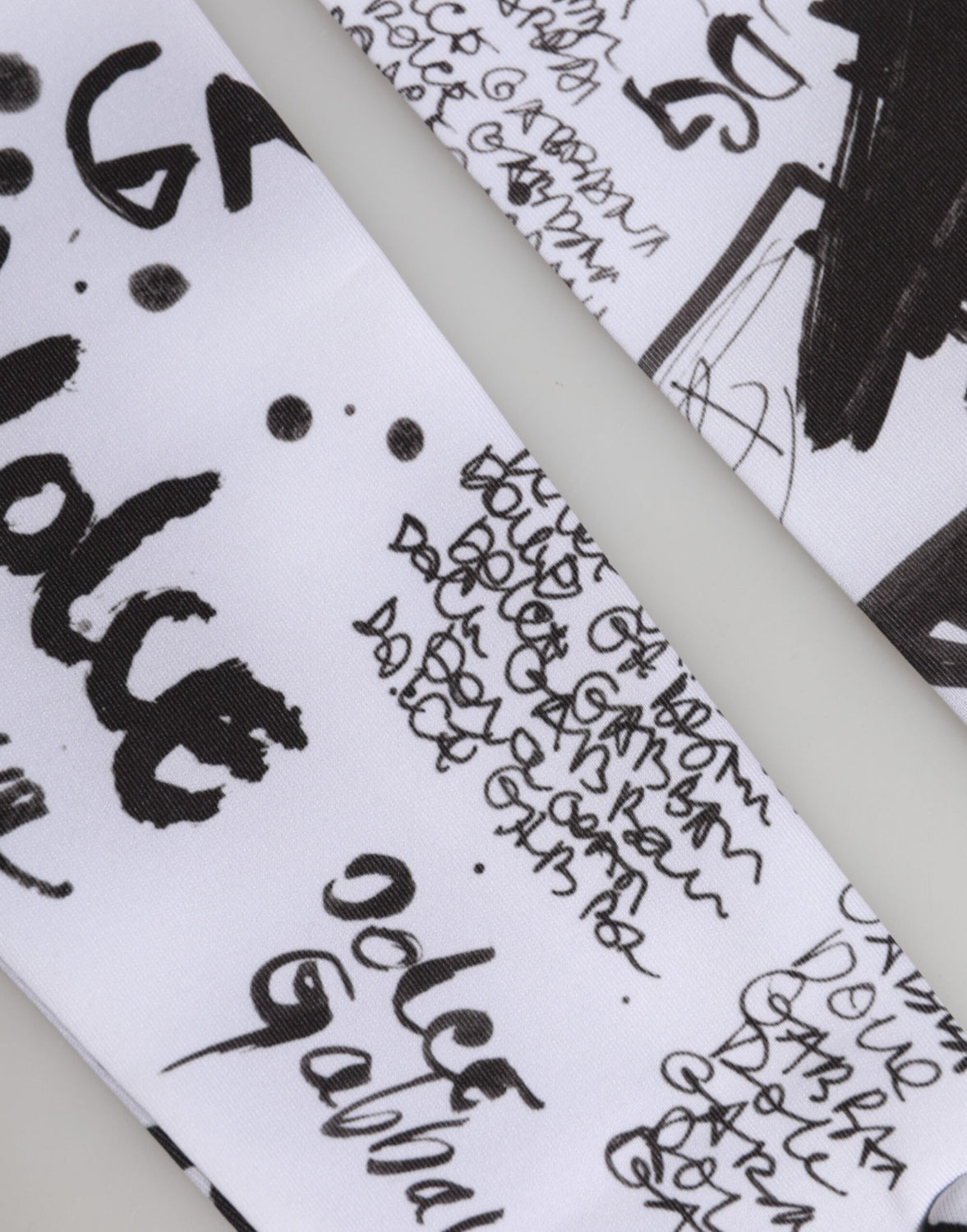 Black White DG Logo Elbow Length Mitten Gloves