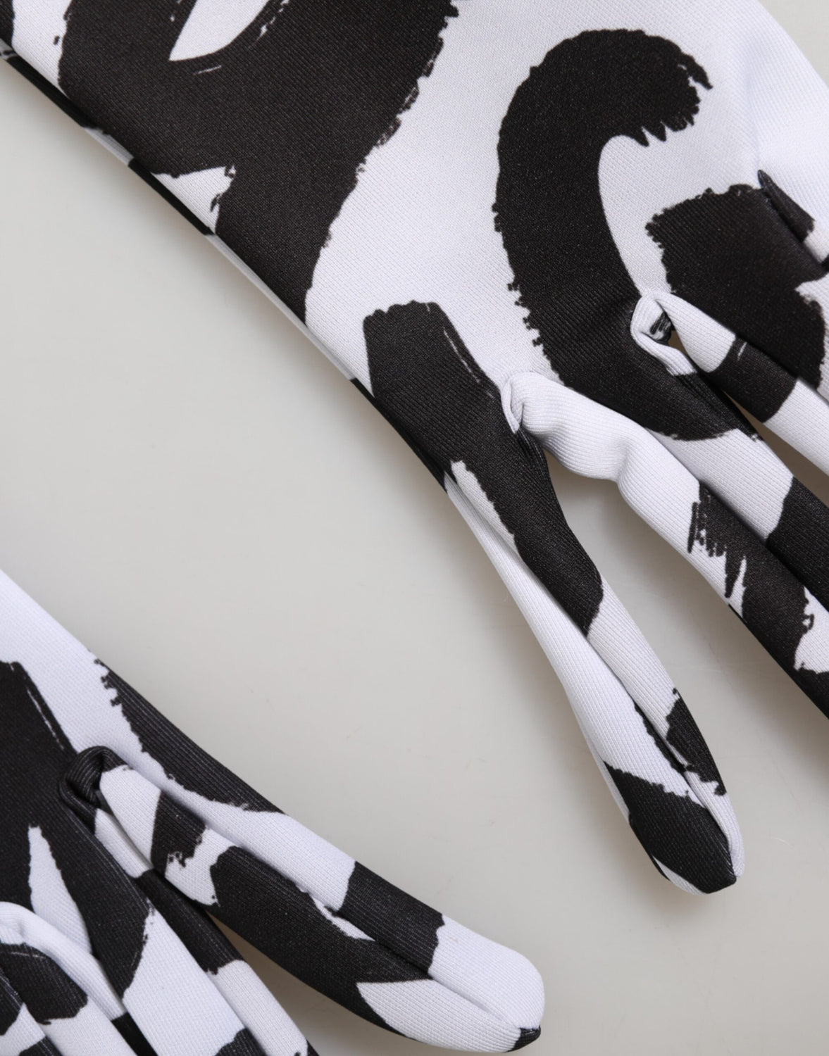 Black White DG Logo Elbow Length Mitten Gloves