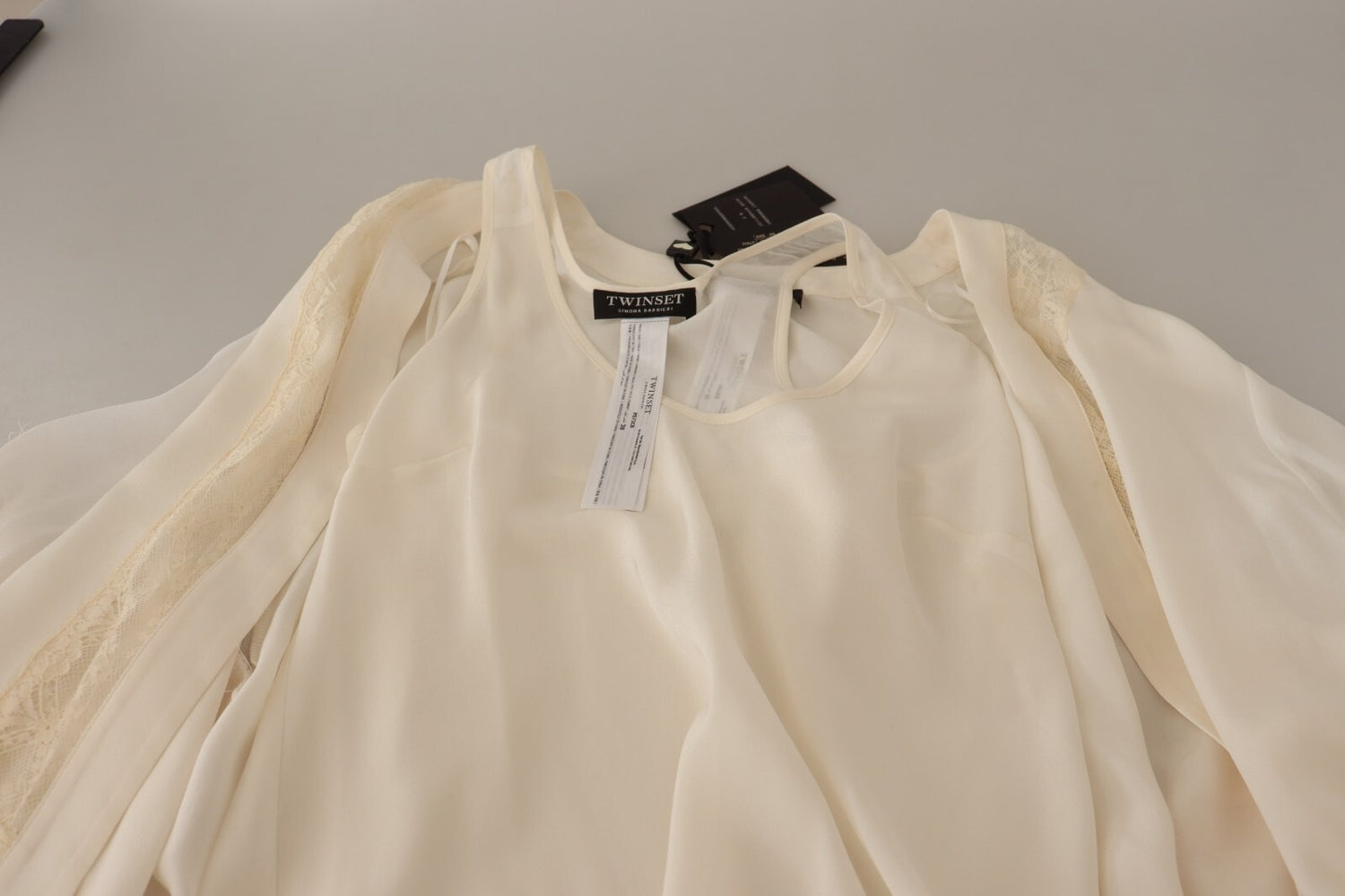 Off White Tank Lace Trim Cardigan Women Blouse Tops